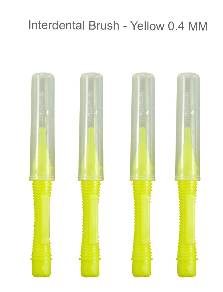 LD Ultra Interdental Brush 32-pack, yellow, 0.4mm, dental disposable interdental brush for cleaning between teeth.