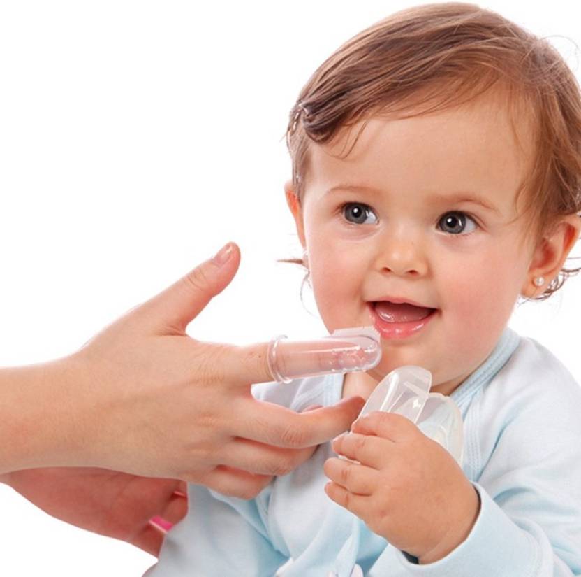 LD Baby Finger Tooth Brush, a manual toothbrush for infants, shows soft bristles and flexible finger sleeve design for gentle cleaning.