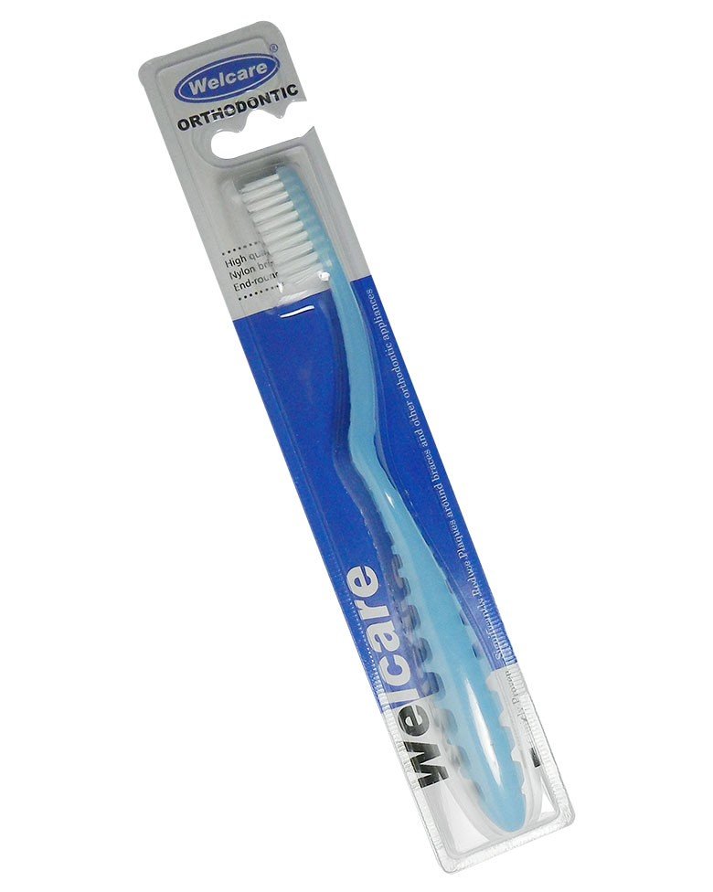 Set of 10 LD Orthodontic Manual Tooth Brushes by LD Dental Disposables, designed for effective cleaning around braces and orthodontic appliances.