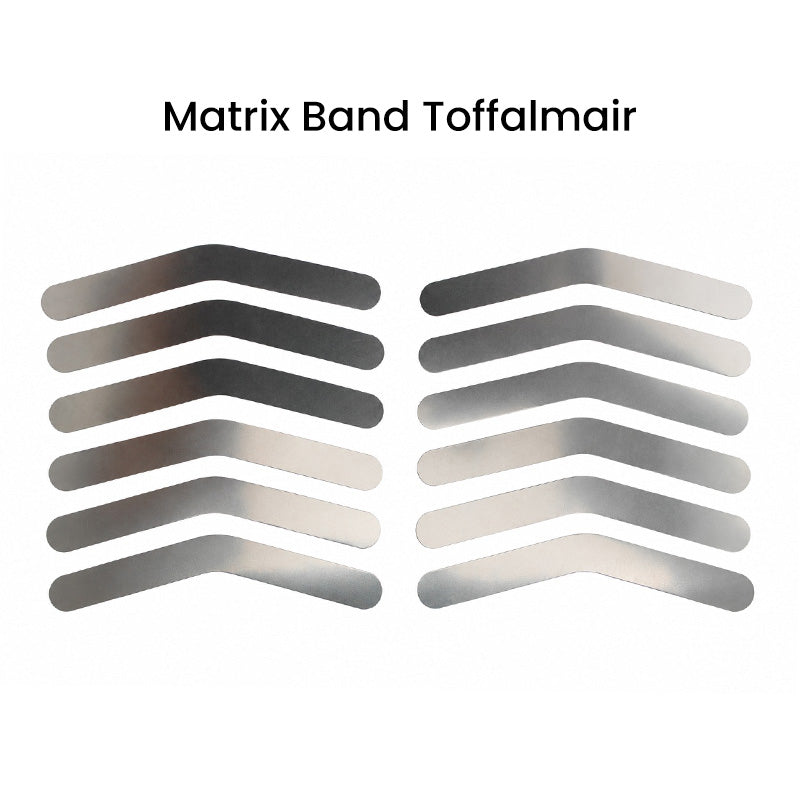 LD Dental Disposables Tofflemire Retainer with Matrix Bands for dental restoration, showing the retainer and flexible matrix bands.