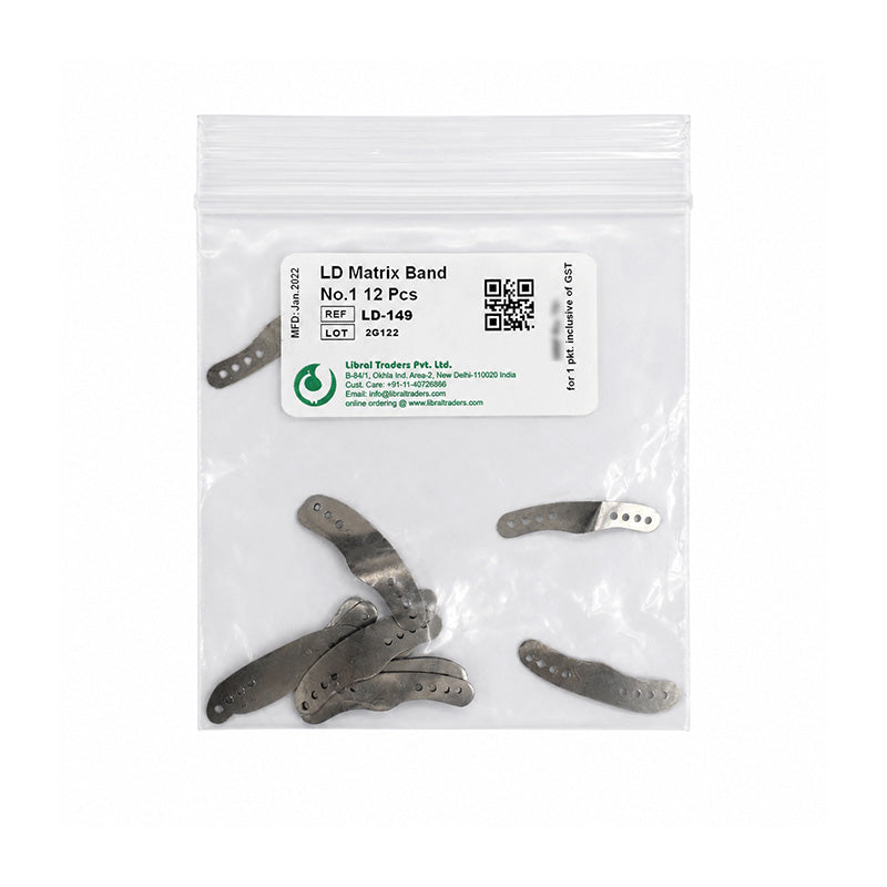 LD Dental Disposables Tofflemire Retainer with Matrix Bands for dental procedures, shown with matrix bands and retainer on a white background.