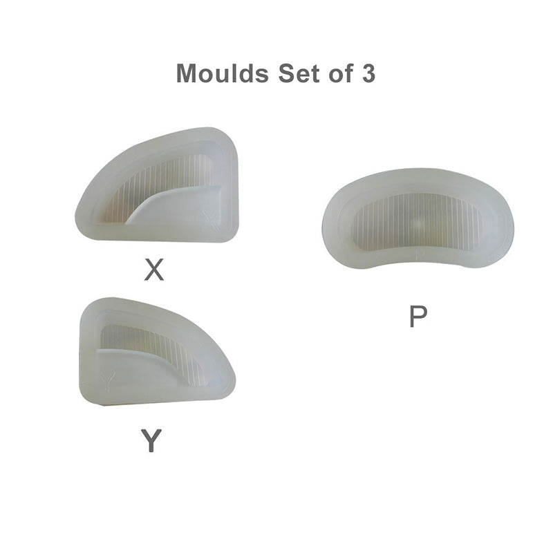 Set of 3 LD Silicone Impression Plaster Model Base Moulds for dental models, durable and precise for dental impression work.