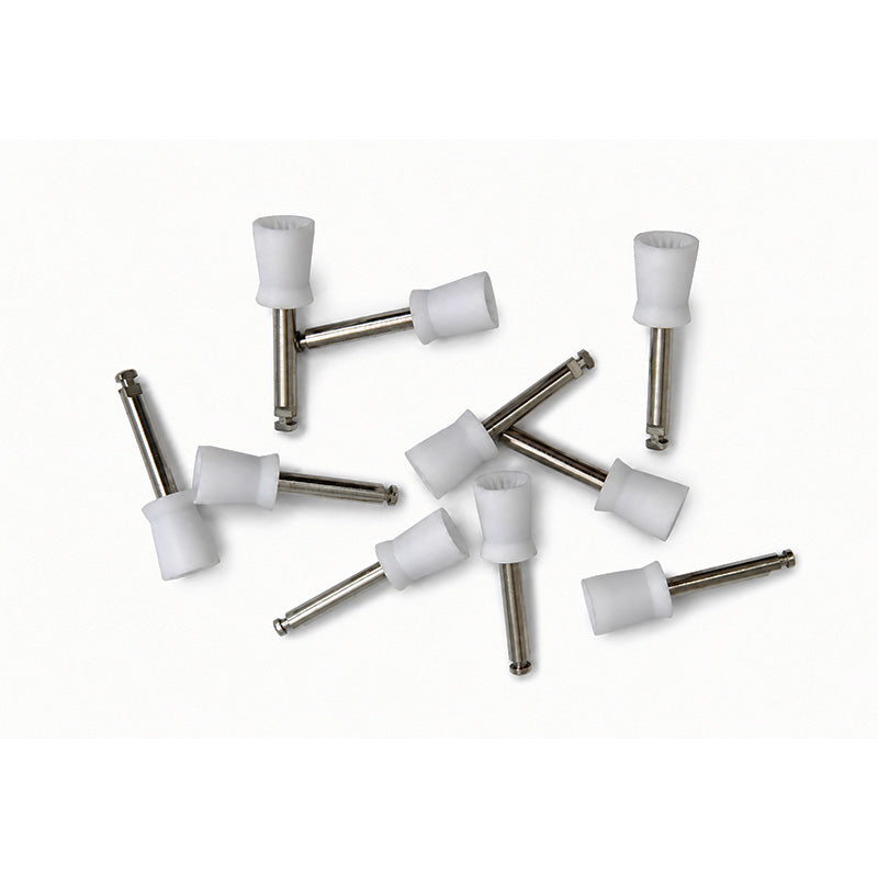LD Rubber Polishing Cups for preventive dentistry by LD Dental Disposables, shown in use on dental equipment.