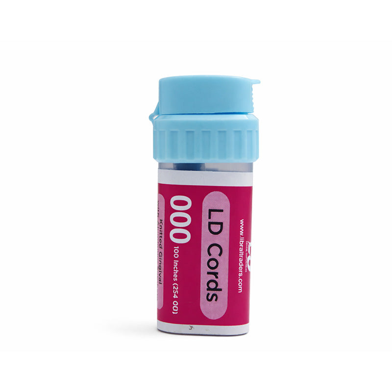 Black LD knitted retraction cords with aluminium sulfate, 100-inch dental retraction cords for tissue management.