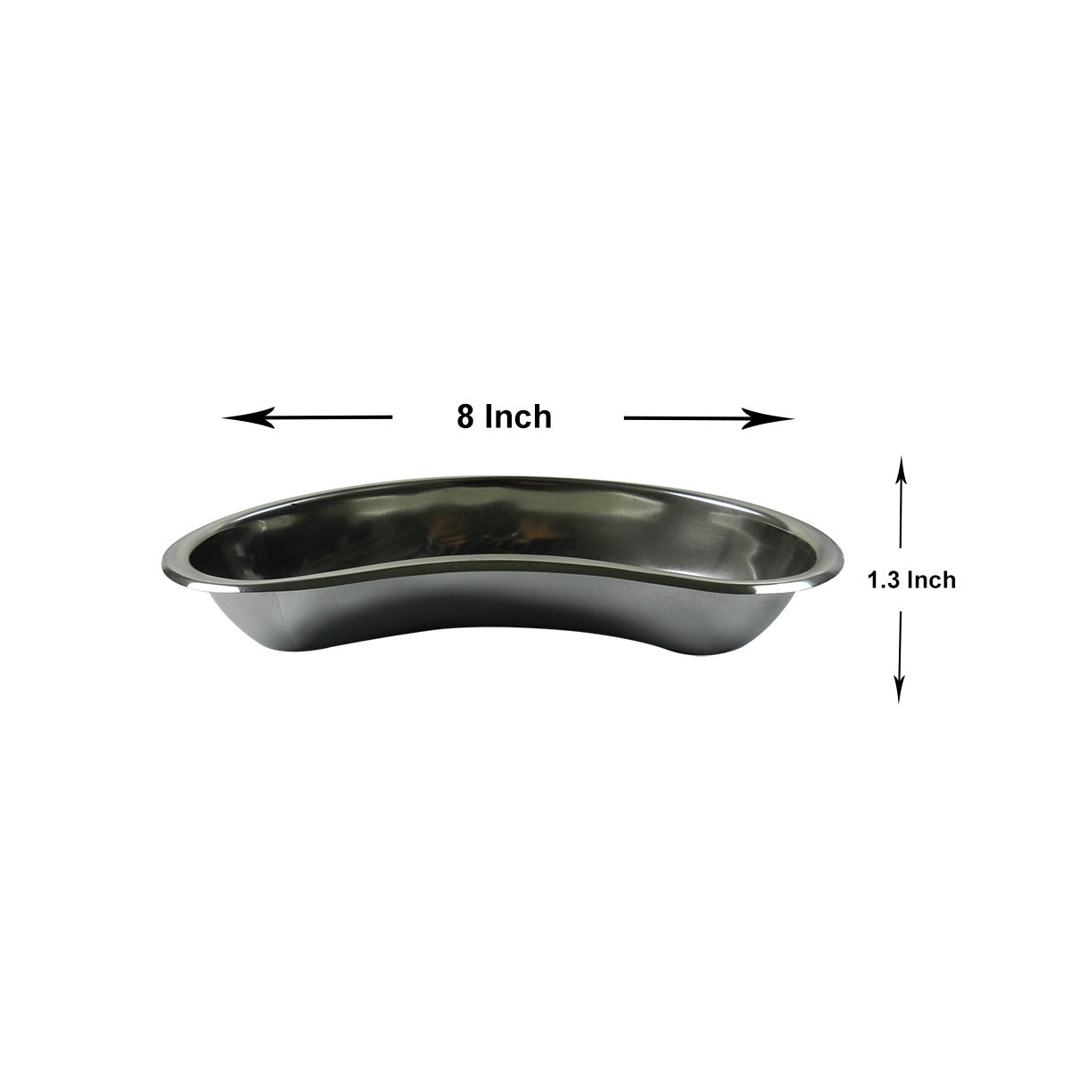 LD Stainless Steel Kidney Tray, 8-inch setup tray with smooth edges, used in dental and medical settings.