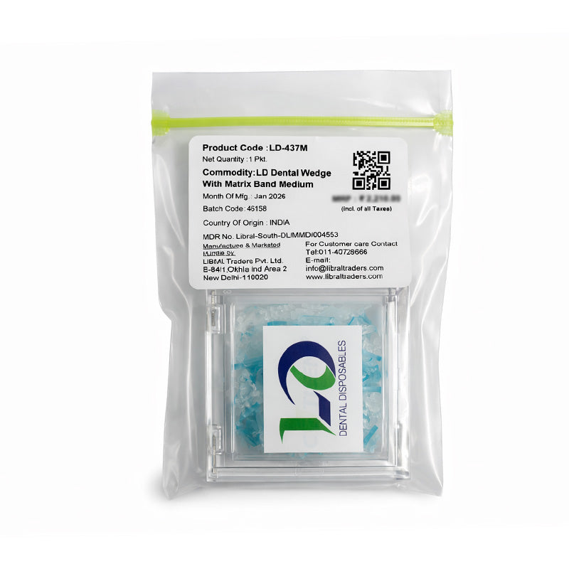 LD Dental Wedges with Matrix Band, disposable dental wedges in medium size for filling procedures, by LD Dental Disposables.