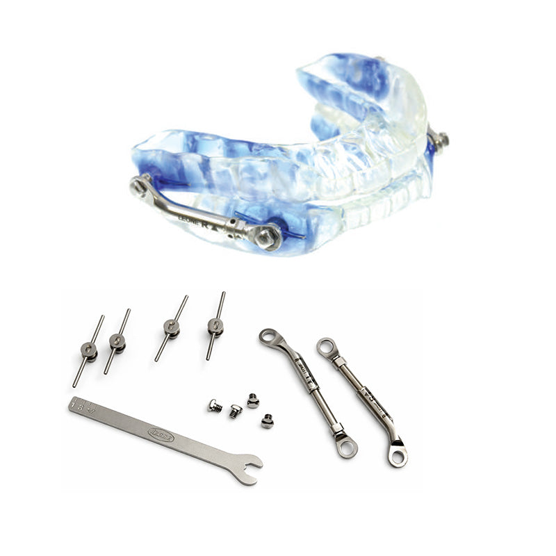 Leone Telescopic Advancer 7 mm medium antisnoring appliance from Leone s.p.a, showing the adjustable device for snoring relief.