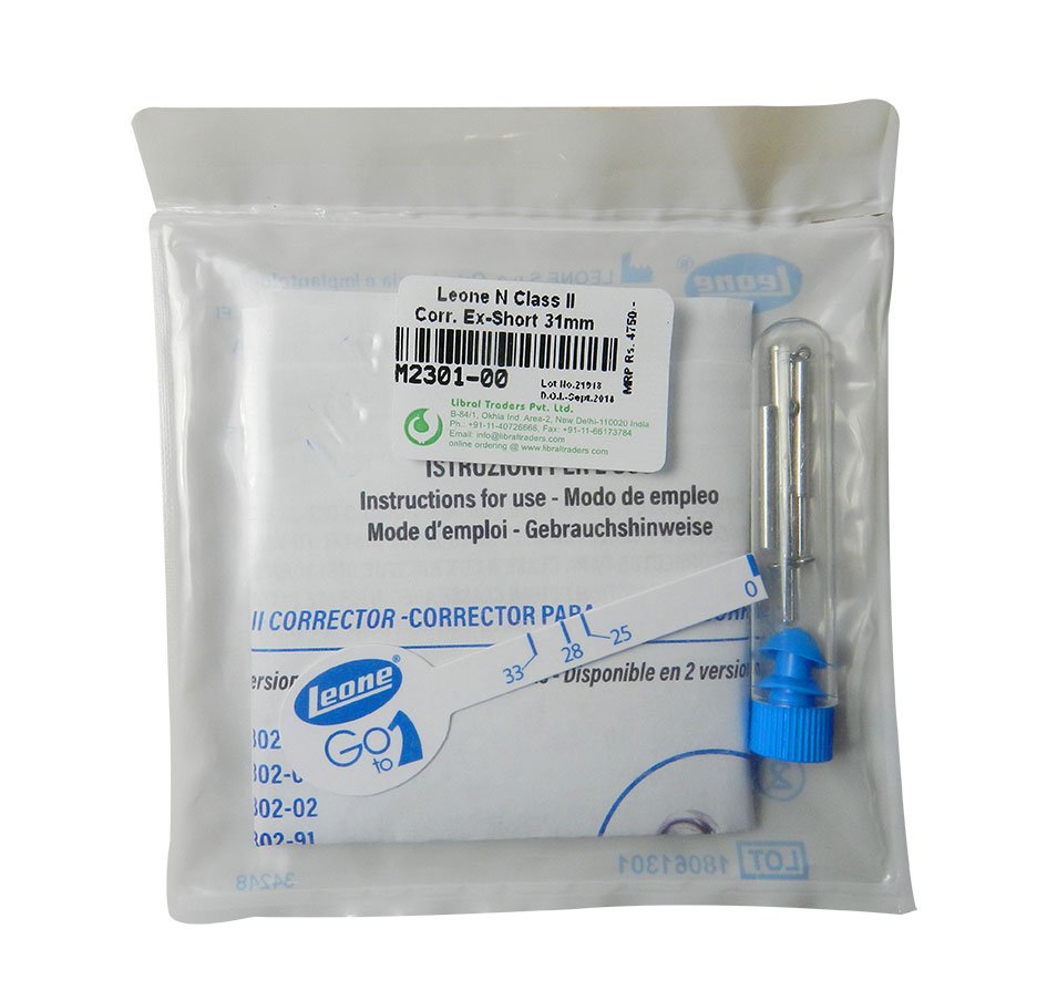 Leone N Class II Corrector with anterior eyelet, Leone s.p.a, 35mm short, dental orthodontic appliance with two pieces.