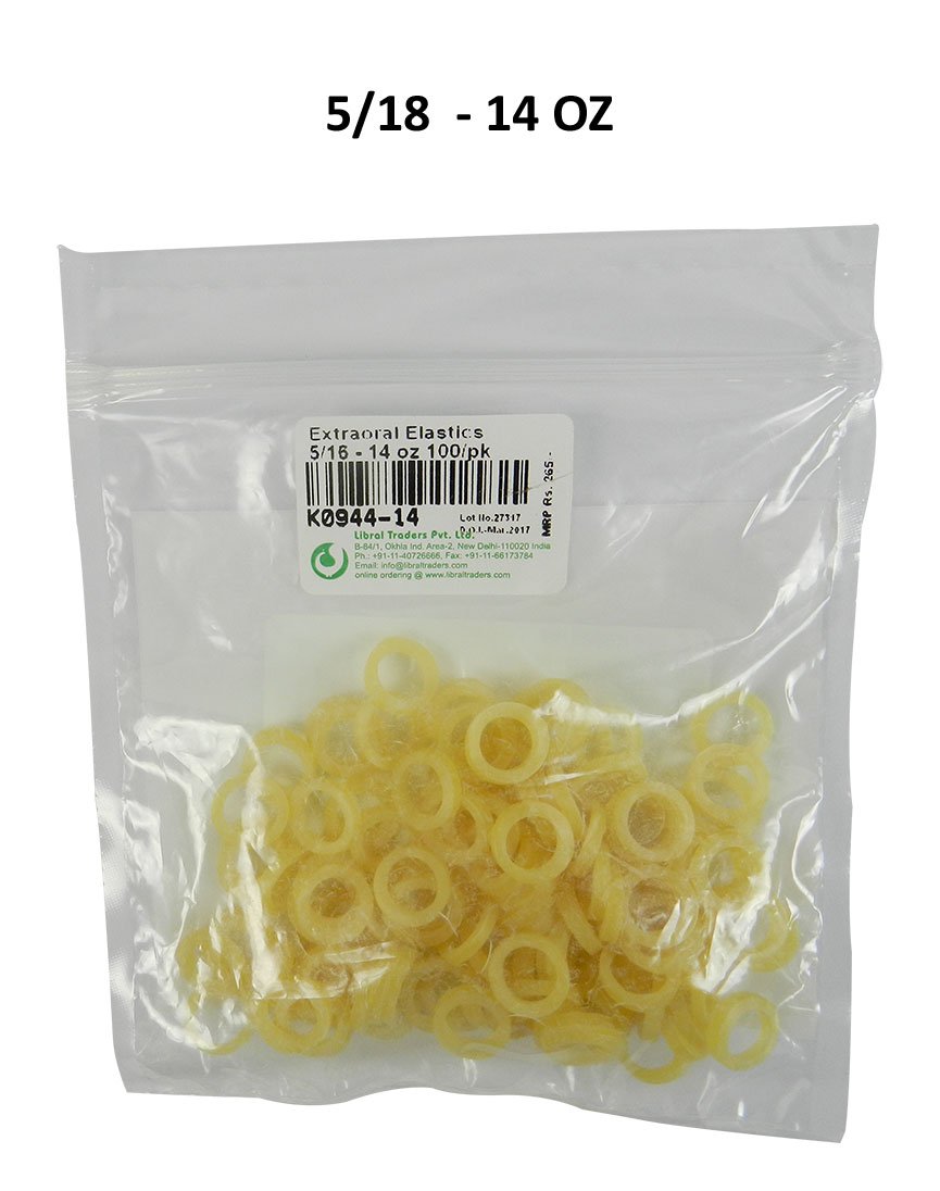 Leone Extraoral Elastics size 1/4-8 oz, orthodontic elastics used for dental correction and jaw support.