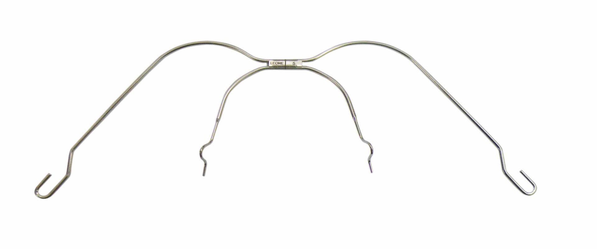 Leone s.p.a facebow with loops, short size, headgear accessory for orthodontic or medical use, showing adjustable design and loops.