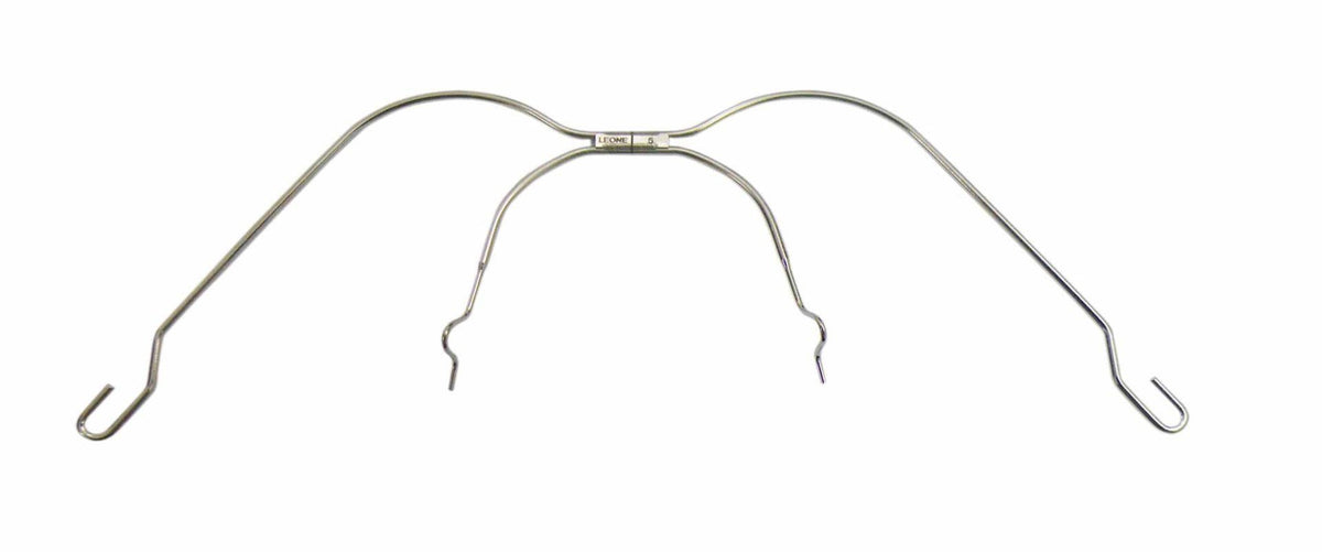 Leone s.p.a facebow with loops, short size, headgear accessory for orthodontic or medical use, showing adjustable design and loops.