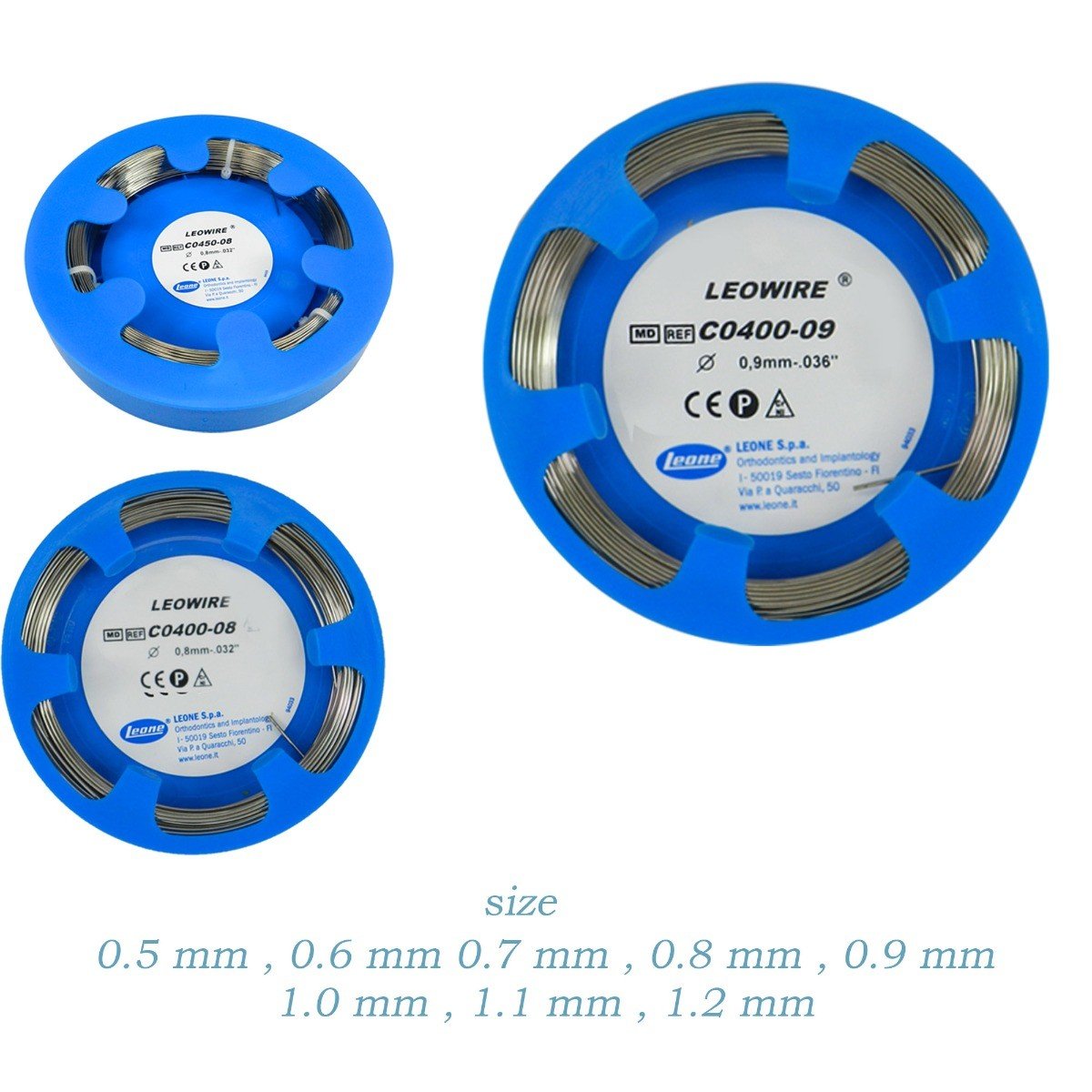 Leone Leowire round spring hard laboratory wire, 0.5mm diameter, 50 meters, with 1800-2000 N/mm² tensile strength, Leone s.p.a.