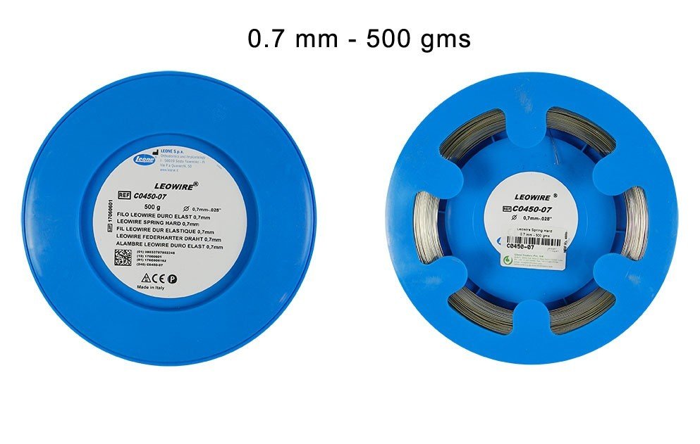 Leone Leowire Round Spring Hard Wire laboratory wire, 0.5mm diameter, 50 meters, high tensile strength 1800/2000 N/mm², Leone s.p.a.