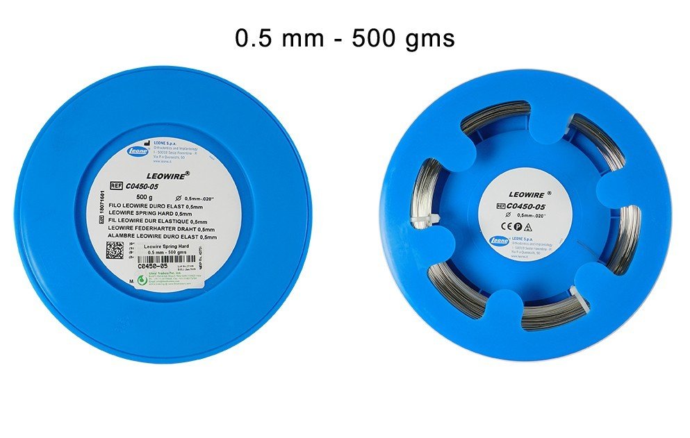 Leone s.p.a Leowire Round Spring Hard Wire, 0.5mm diameter, 50m length, laboratory wire, 1800/2000 N/mm² strength.