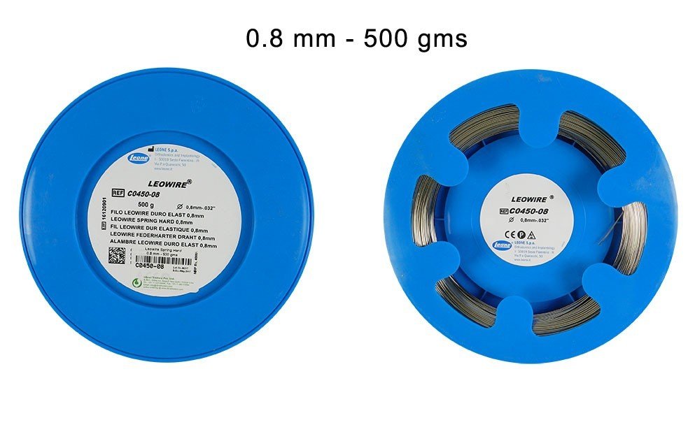 Leone Leowire Round Spring Hard Wire, laboratory wire, 0.5mm diameter, 50 meters, high tensile strength 1800/2000 N/mm², Leone s.p.a.
