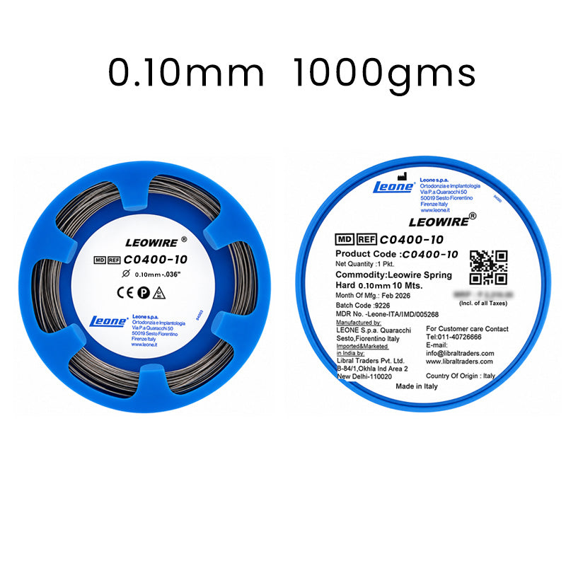 Leone s.p.a laboratory Leowire round spring hard wire, 0.5 mm diameter, 50 meters, high tensile strength 1800/2000 N/mm²