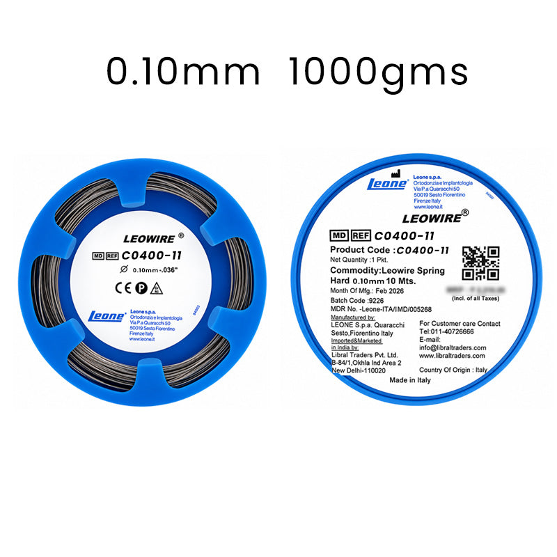Leone Leowire Round Spring Hard Wire, laboratory wire, 0.5mm diameter, 50m length, high tension 1800/2000 N/mm², Leone s.p.a.