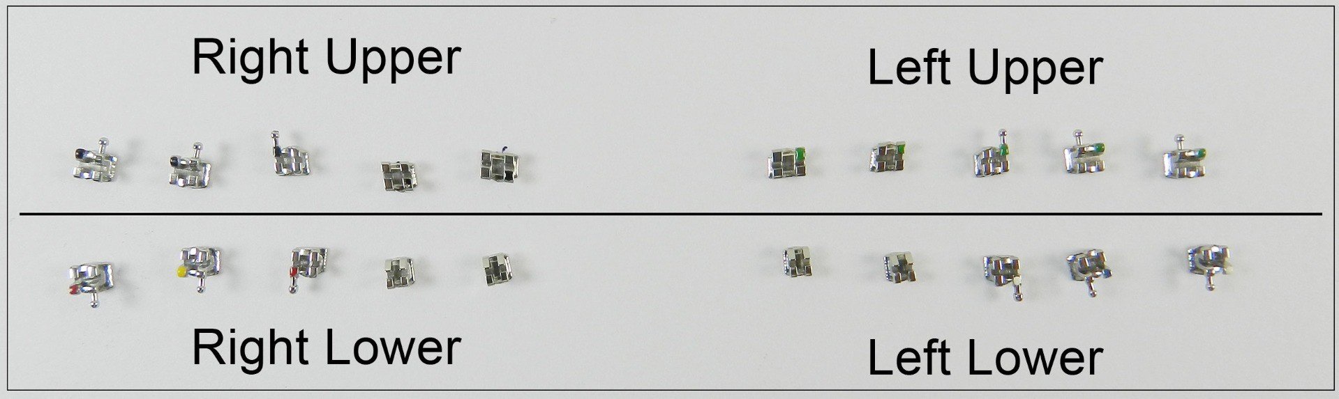 Leone Roth MBT Midi and Mini Orthodontic Metal Brackets kit with 20 high-precision metal brackets for orthodontic treatment.