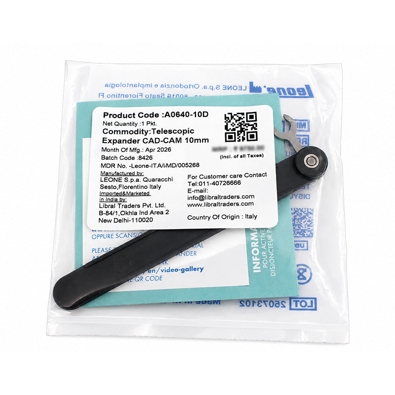 Leone s.p.a telescopic CAD-CAM rapid expander with 10mm expansion for orthodontic dental treatment.
