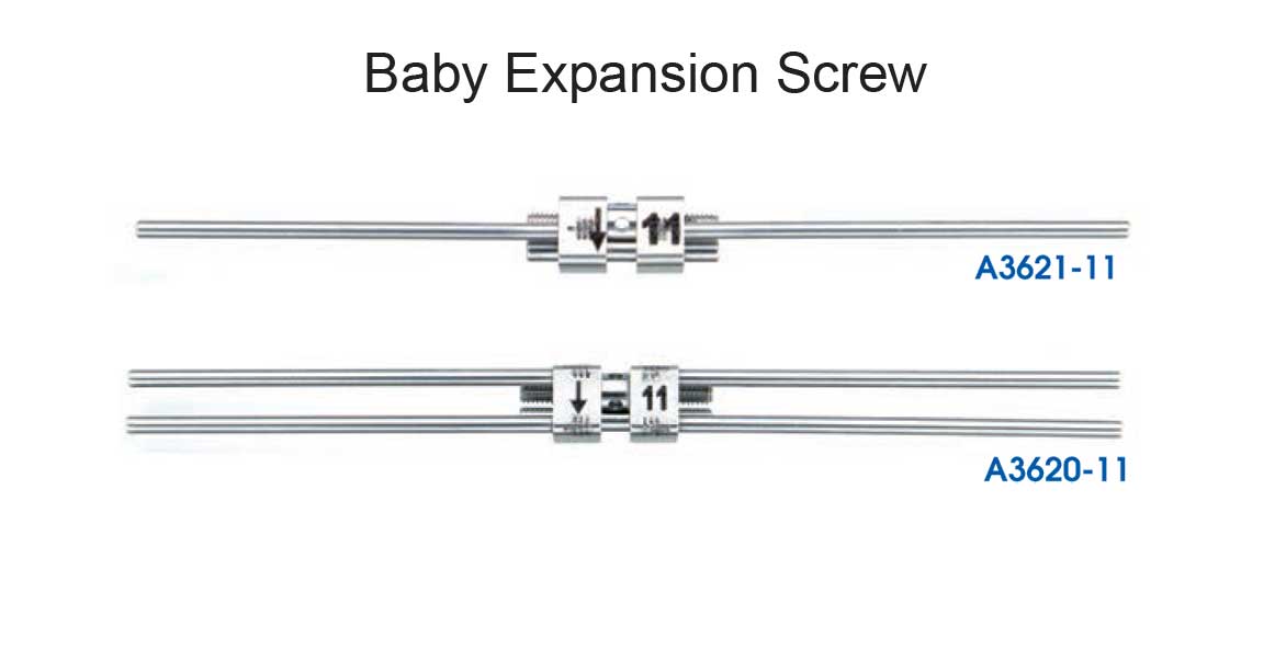 Leone Baby Expander Screws with Double Arms, 11mm, rapid orthodontic expanders from Leone s.p.a, visible with metal screw and arms