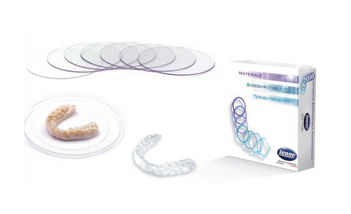 Leone s.p.a thermoplastic sheets in round and square shapes, 125mm diameter, 0.5mm thick, shown in a pack of 25.