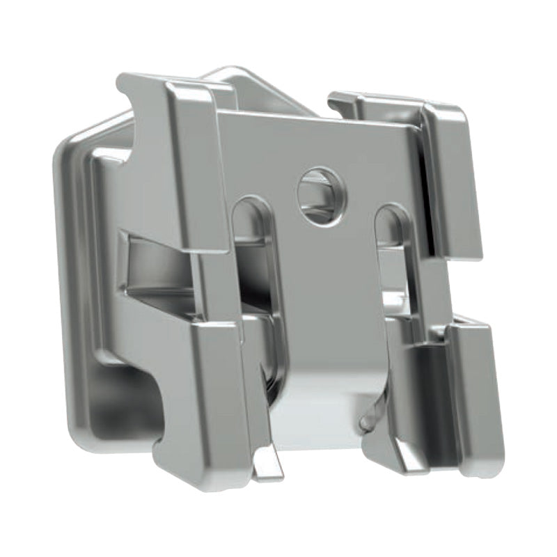 Leone F1000 Plus Passive Self-Ligating Brackets Kit for Damon 022 System, showing close-up of orthodontic brackets on dental arch.