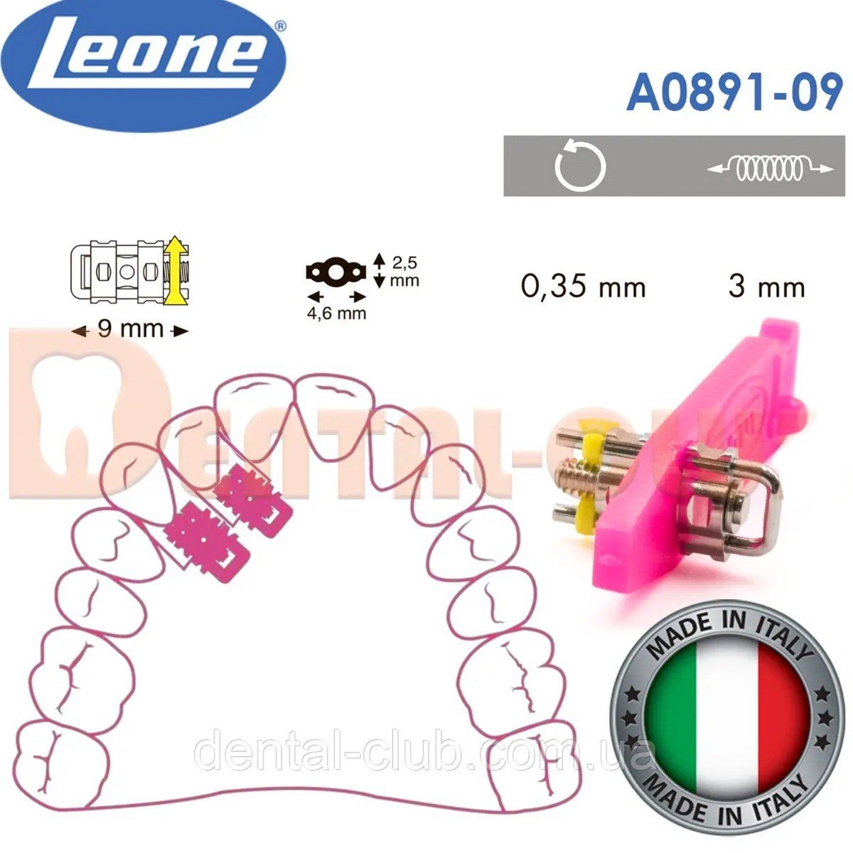 Leone Super Micro Sectional Screw, standard screw size 10 mm, showing a close-up of the Leone s.p.a. brand screw.