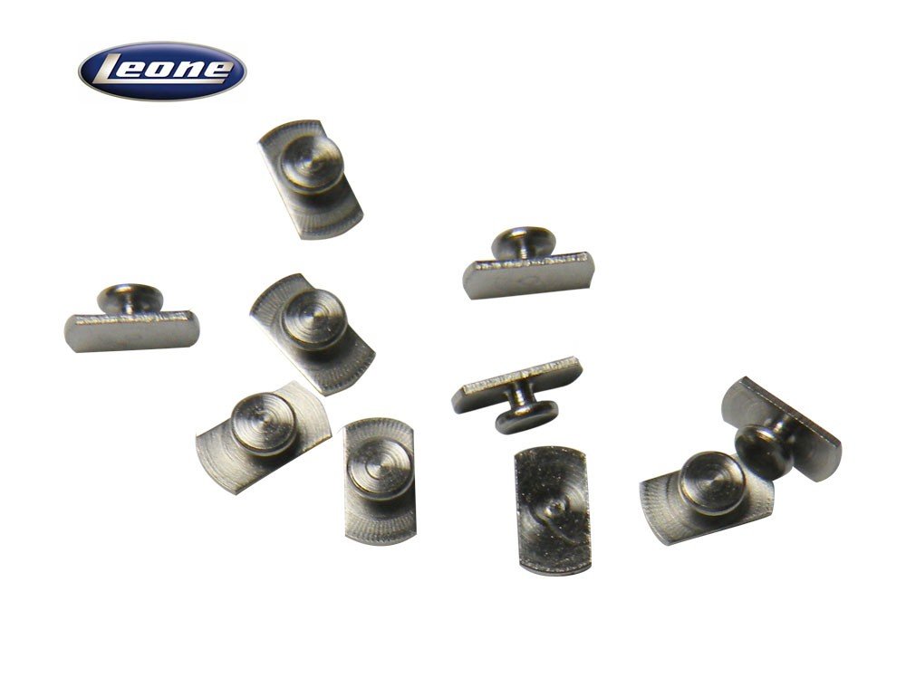 Leone Weldable Lingual Buttons Flat, orthodontic weldable buttons for lingual braces, shown in a close-up view.