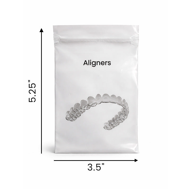 Libral empty zip bags for aligners, size 3.5" x 5.25", 100-pack, thermoplastic accessory for orthodontic thermoforming.