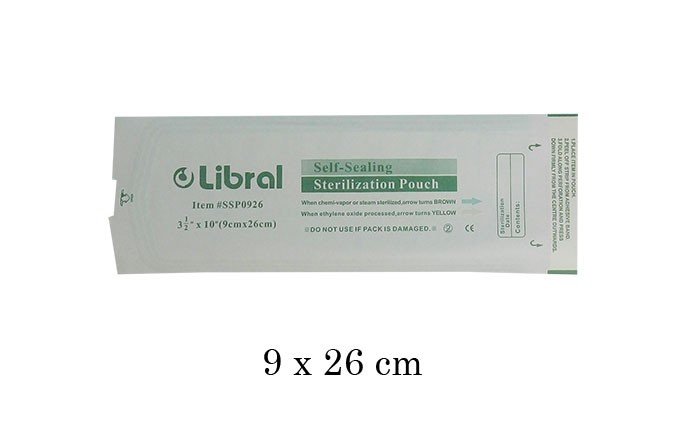 Libral Self Sealing Pouches 9x26cm in a pack of 200, roll and pouch style, designed for secure packaging and storage.