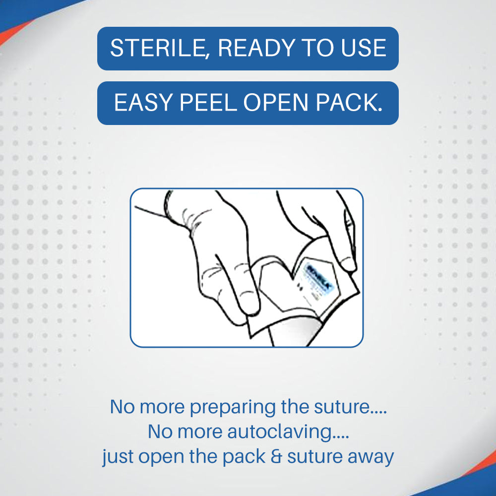 LIFELINE Life Monofilament Polyamide Sterile Needled Suture N3328, medical sutures with needle for precise wound closure.