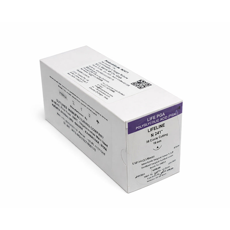LIFELINE Polyglycolic Acid PGA 3/8 Circle 16mm absorbable needle suture for medical use with needle