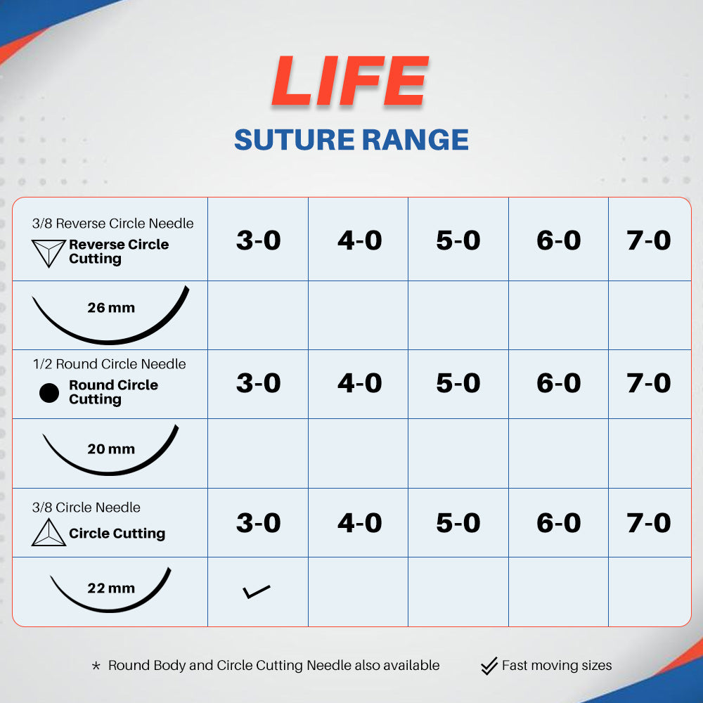LIFELINE Polyglycolic Acid PGA 3/8 Circle Cutting Absorbable Needled Suture, 22 mm needle for surgical procedures