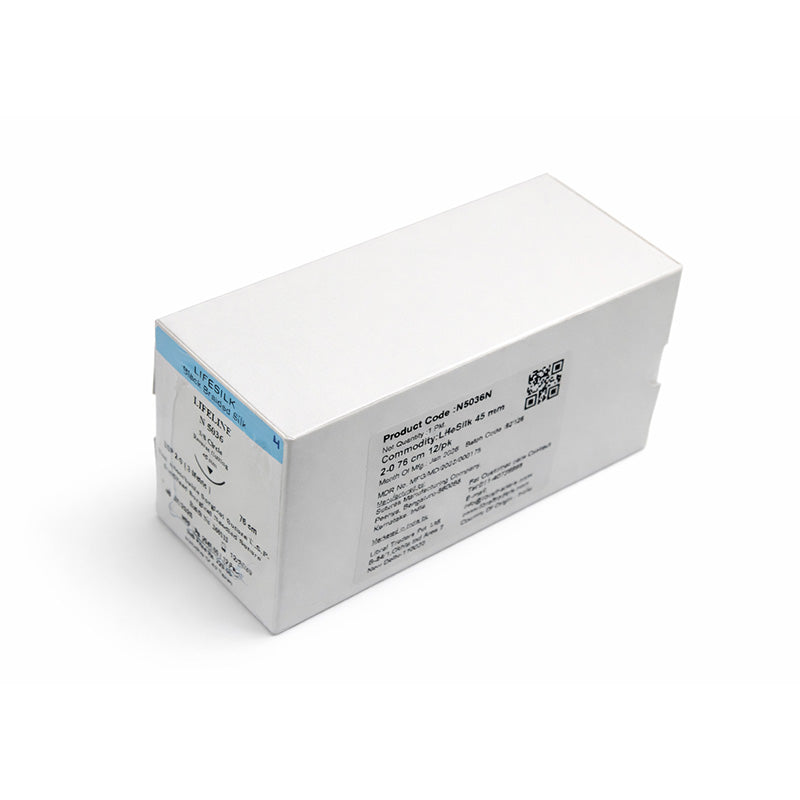 LIFELINE LifeSilk sterile non-absorbable needle suture with 3/8 circle reverse cutting needle for surgical procedures