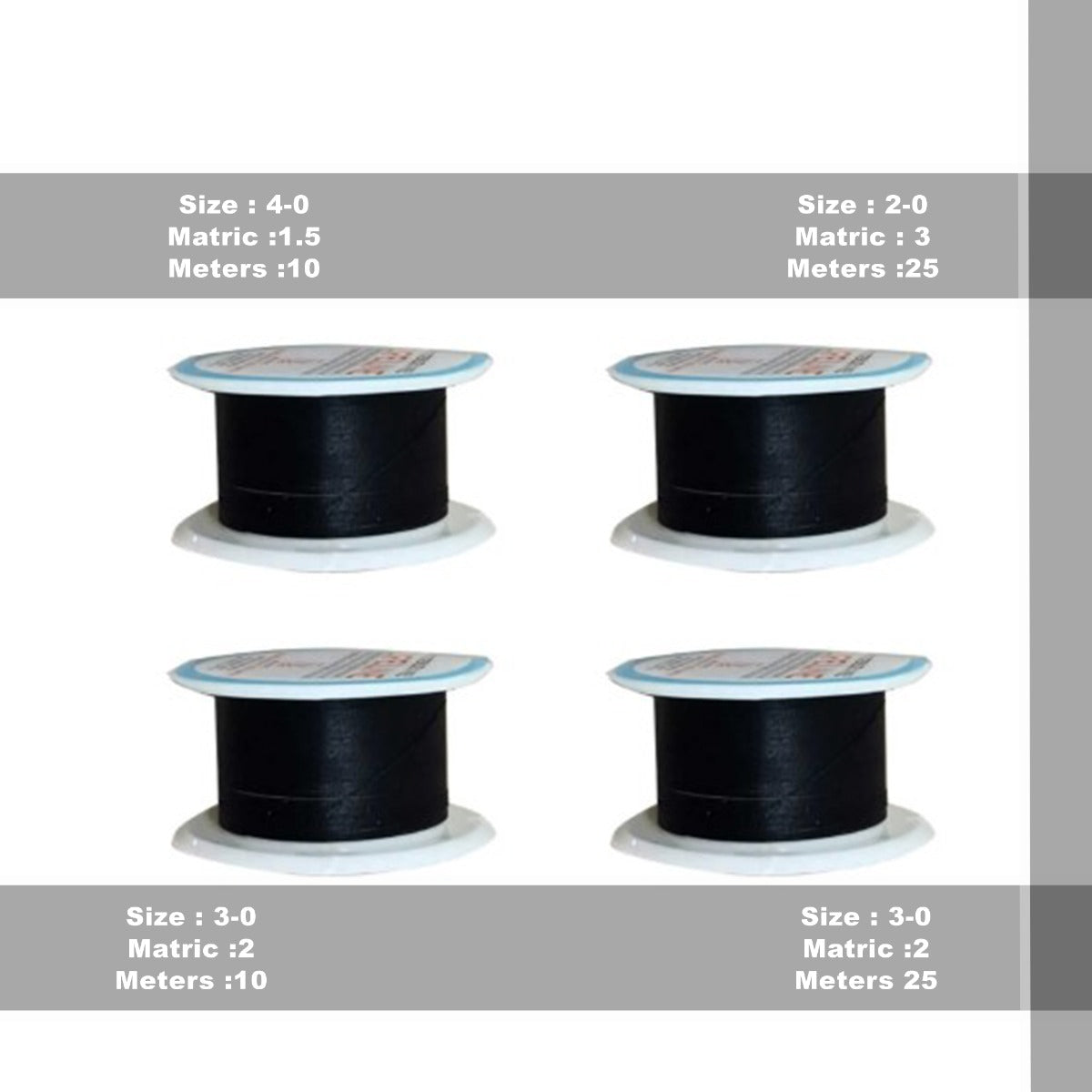 Black braided silk sutures by LIFELINE, non-absorbable surgical sutures with needles, size 4-0, 10 meters long.