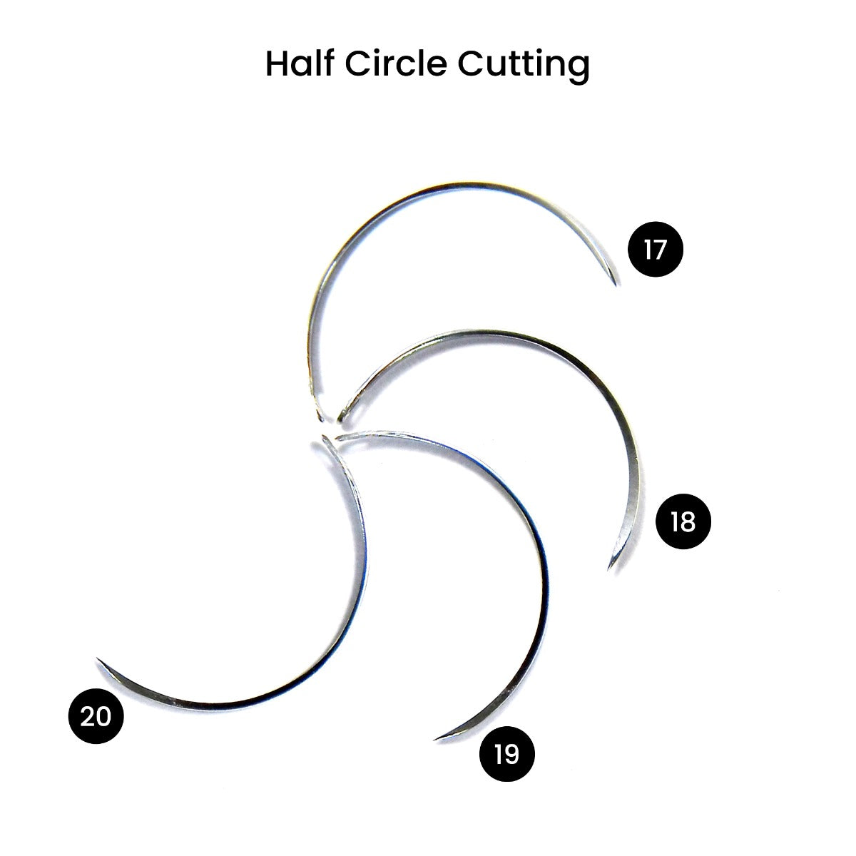 LIFELINE SS Suture Needles Half Circle Cutting, size 17, stainless steel, pack of 6 for medical suturing procedures.