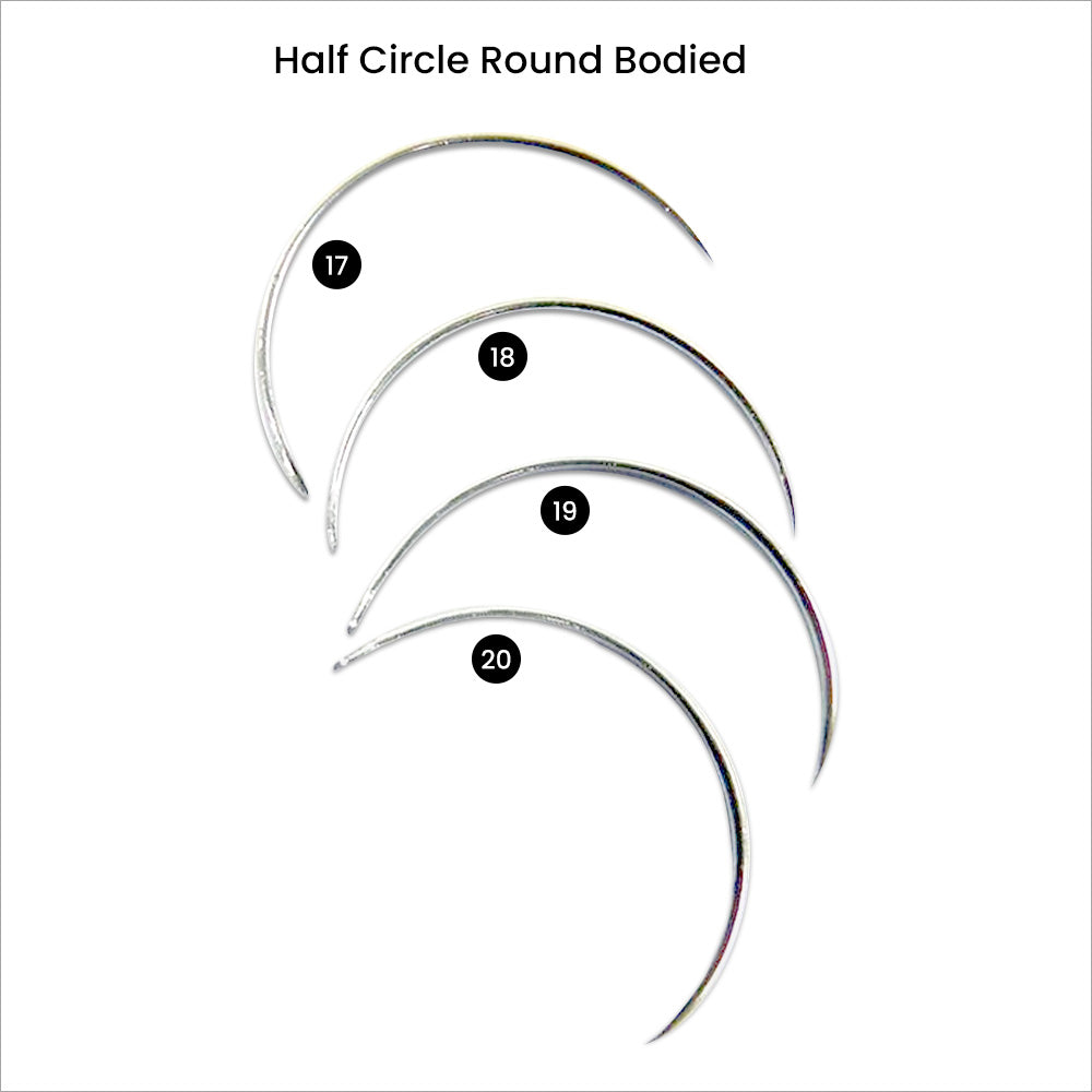 LIFELINE SS Suture Needles, half-circle round-bodied, size No. 19, with 6-pack of 24 needles, medical sutures and surgical needles