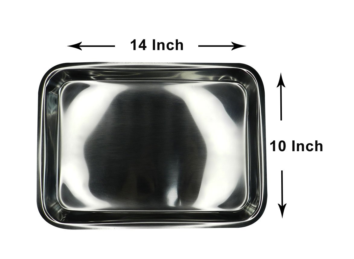 Maya Surgicals SS shallow kidney tray measuring 14x10 inches, stainless steel setup tray for medical use