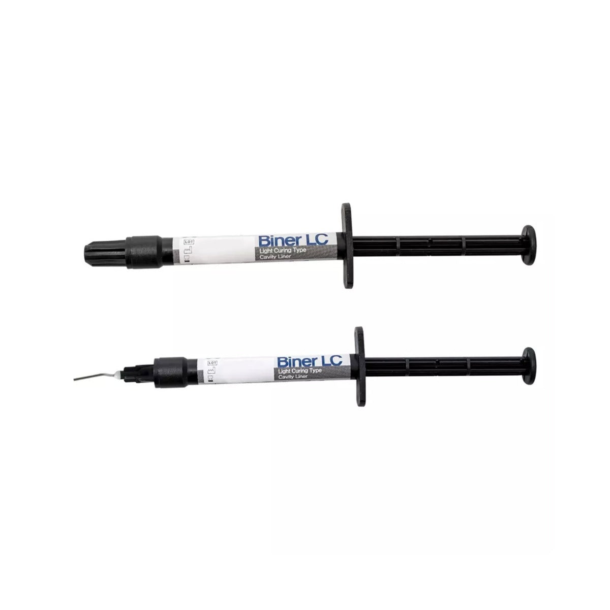 Meta Biomed MB Biner LC light curing cavity liner in a 2g syringe for dental cement and cavity protection application.