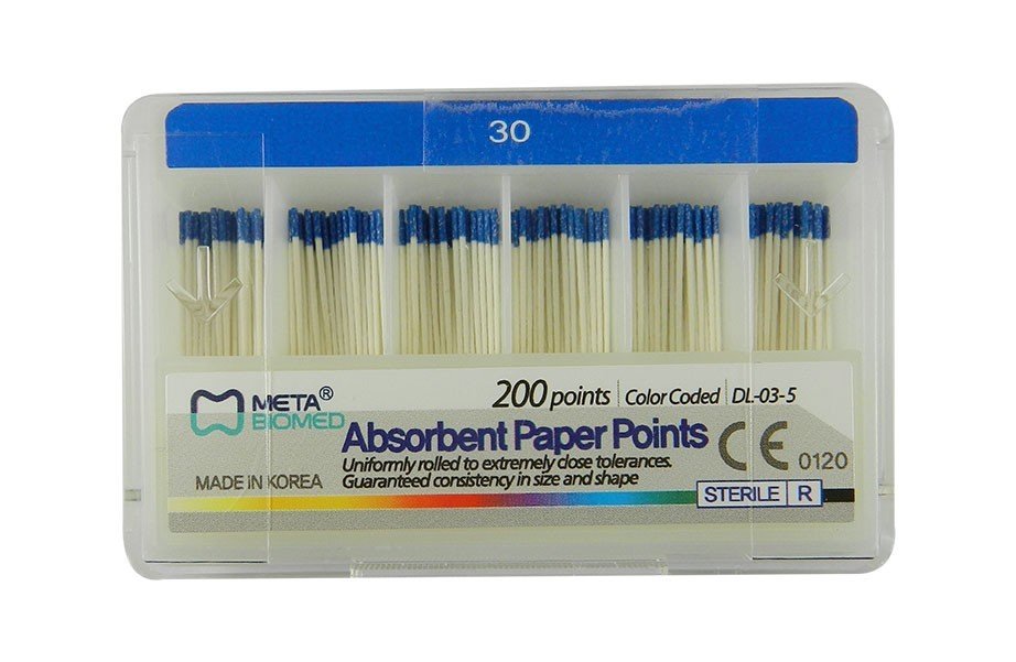 Meta Biomed Endo Instruments Meta Absorbent Paper Points, red, 25-pack, used for moisture absorption in dental procedures