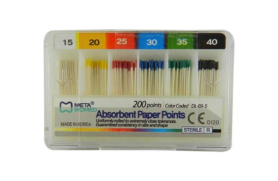 Meta Biomed Endo Instruments Meta Absorbent Paper Points, red, 25-pack, absorbent endodontic paper points for dental procedures