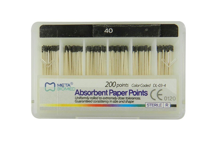 Meta Biomed Endo Instruments Meta Absorbent Paper Points, red, sterile, 25-pack for dental root canal procedures