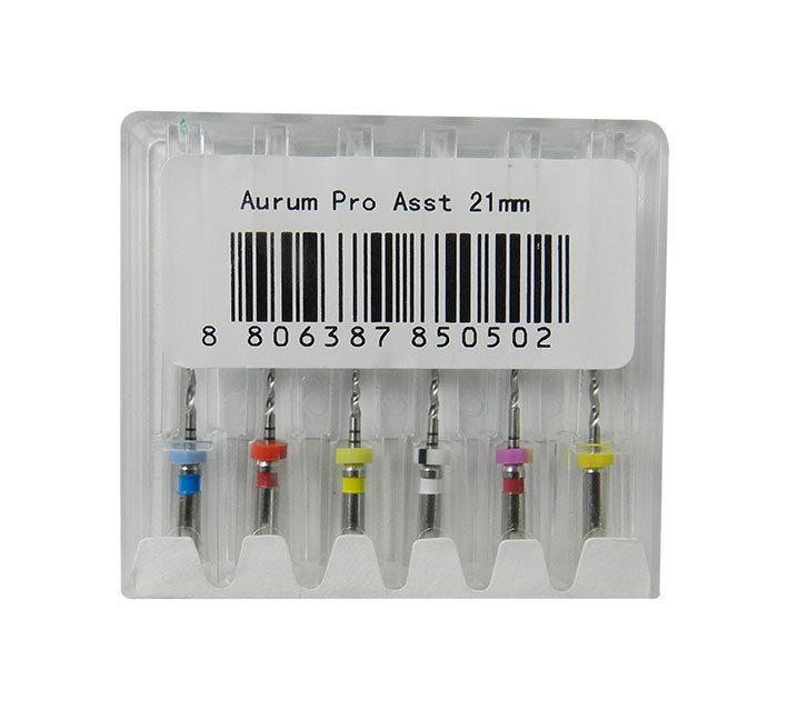 Assorted Meta Aurum Pro (Protaper) Niti Files SX F3 endo instruments by Meta Biomed, displayed with 21 mm length on a white background.