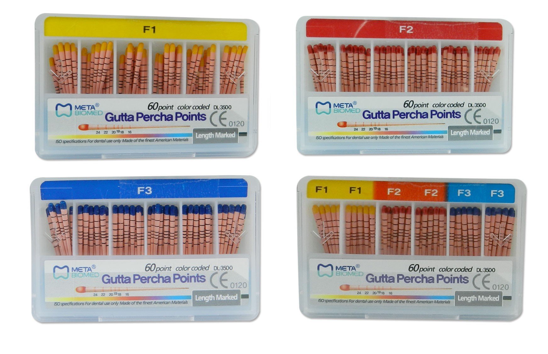 Meta Aurum Pro Protaper Gutta Percha endo instrument by Meta Biomed, black plastic tip for root canal filling.