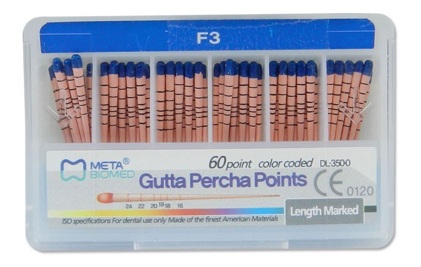 Meta Aurum Pro Protaper Gutta Percha endo instrument by Meta Biomed, black GP point for root canal procedures.