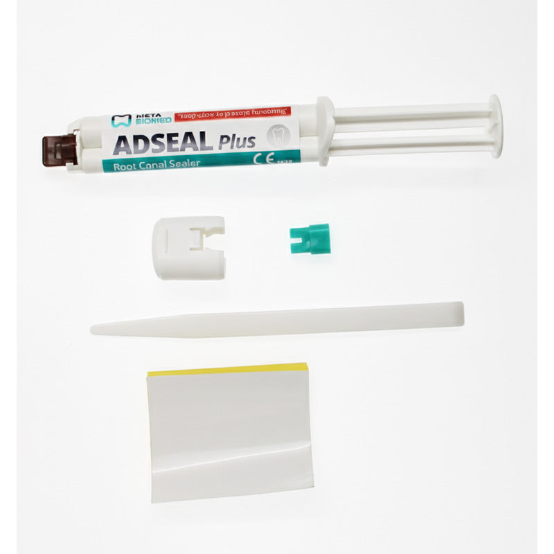 Meta Biomed MB Adseal Plus 13.5g dual syringe resin-based root canal sealer for endodontic treatment.