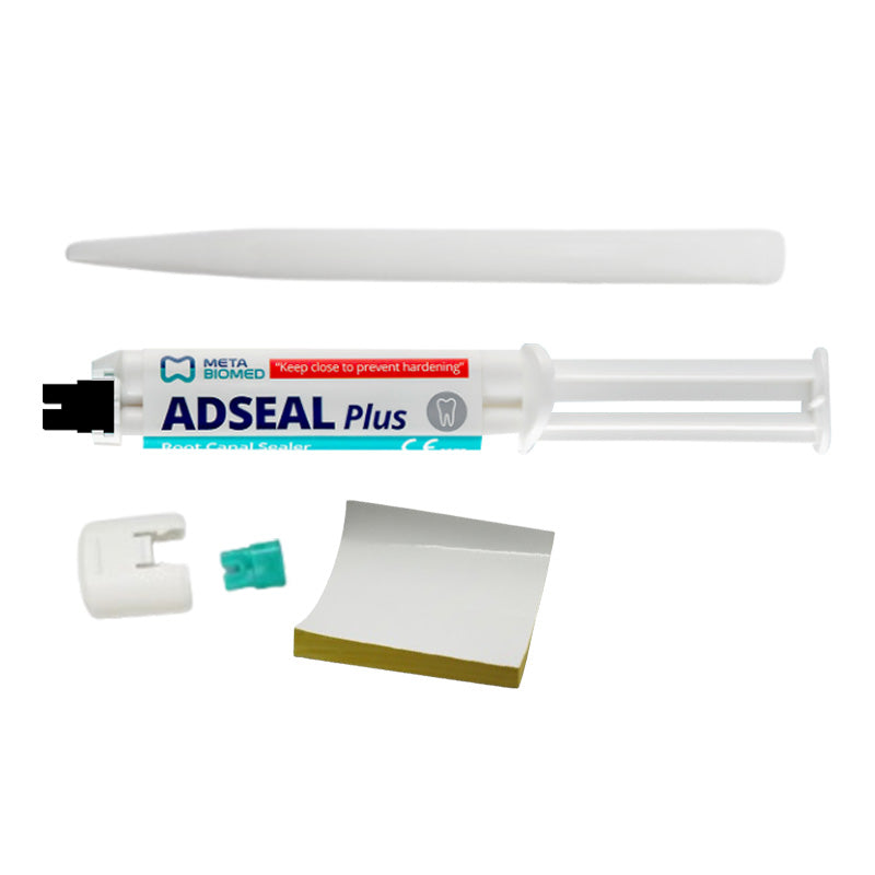 Meta Biomed MB Adseal Plus 13.5g dual syringe resin-based root canal sealer for dental procedures.