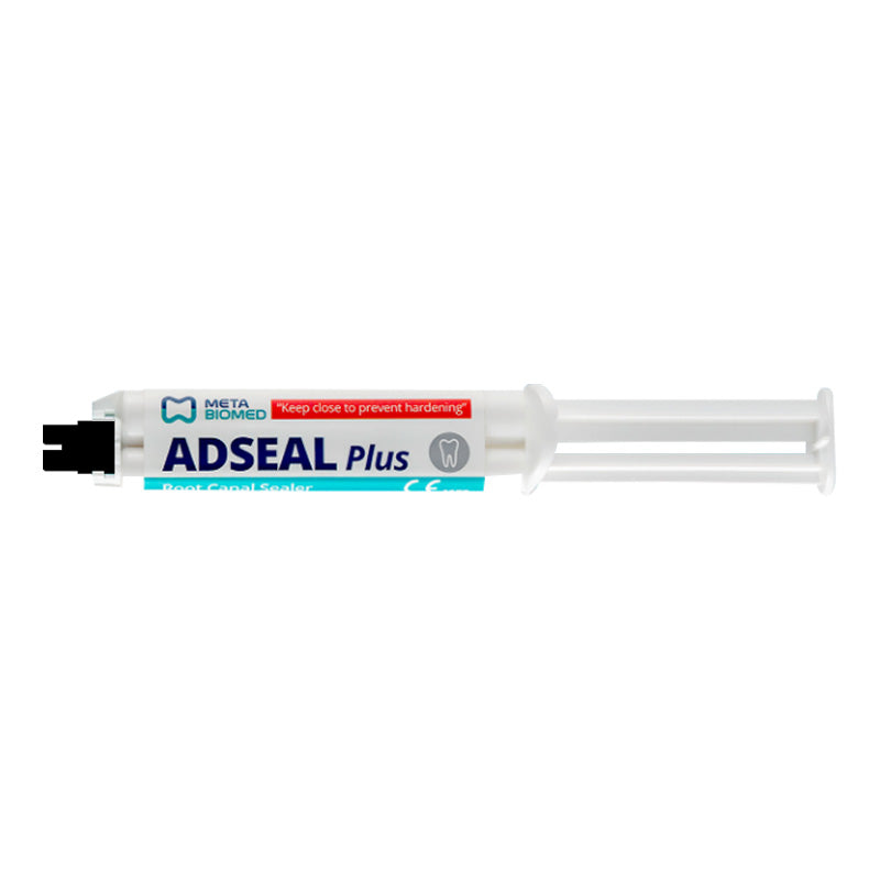 Meta Biomed MB Adseal Plus 13.5g dual syringe resin-based root canal sealer for dental procedures.