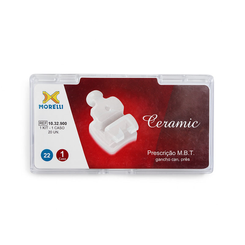 Morelli MBT .022 ceramic aesthetic brackets kit with clear, tooth-colored brackets for orthodontic treatment.