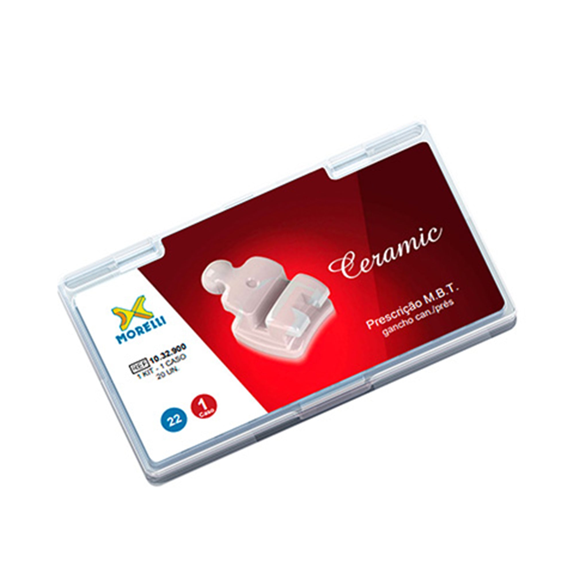 Morelli MBT .022 ceramic aesthetic brackets kit with clear brackets for orthodontic dental braces.